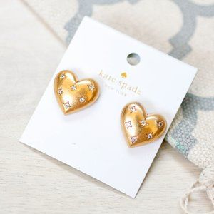 kate spade my precious heart stud earrings brass crystal boho statement